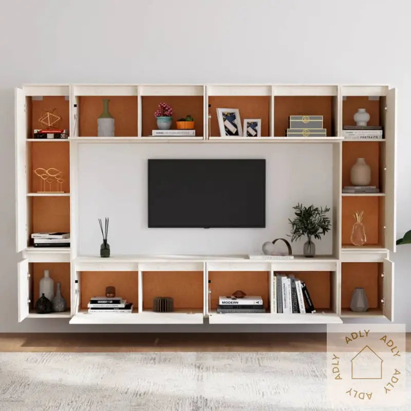 Tv-Benker 8 Stk Hvit Heltre Furu