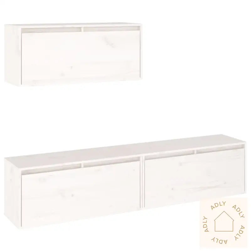 Tv-Benker 3 Stk Hvit Heltre Furu