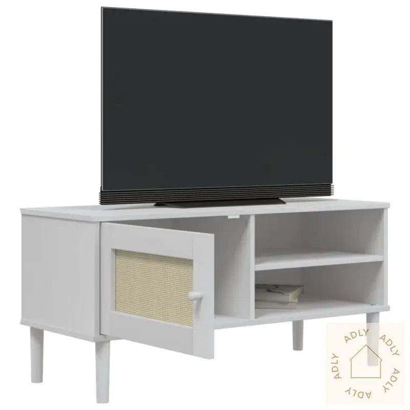 Tv-Benk Senja Rotting-Utseende Hvit 106X40X49Cm Cm Heltre Furu