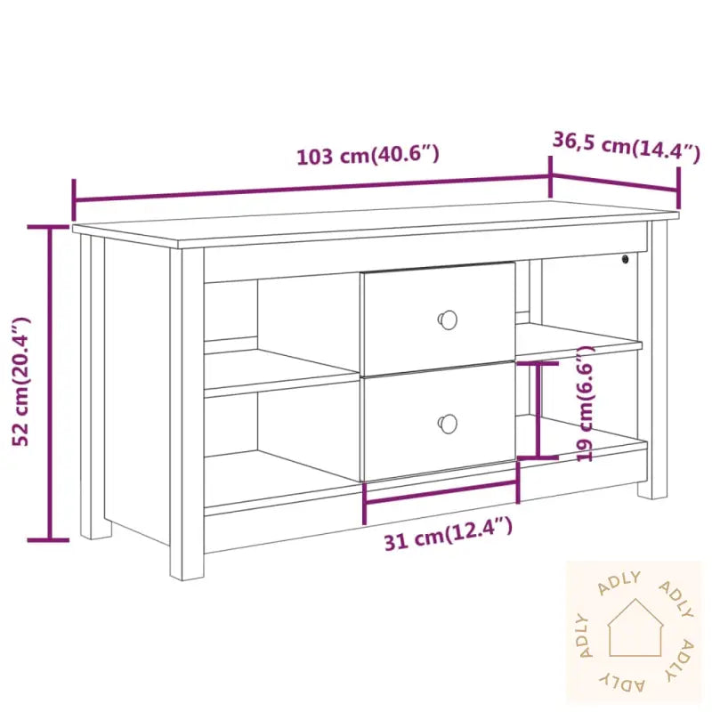 Tv-Benk Hvit 103X36,5X52 Cm Heltre Furu