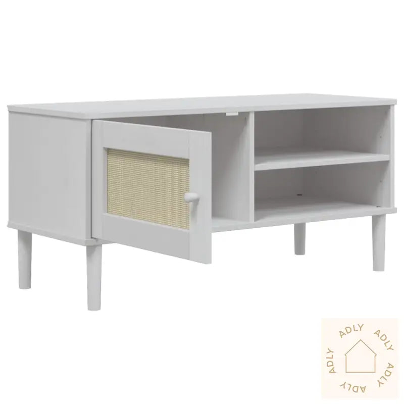 Tv-Benk Senja Rotting-Utseende Hvit 106X40X49Cm Cm Heltre Furu
