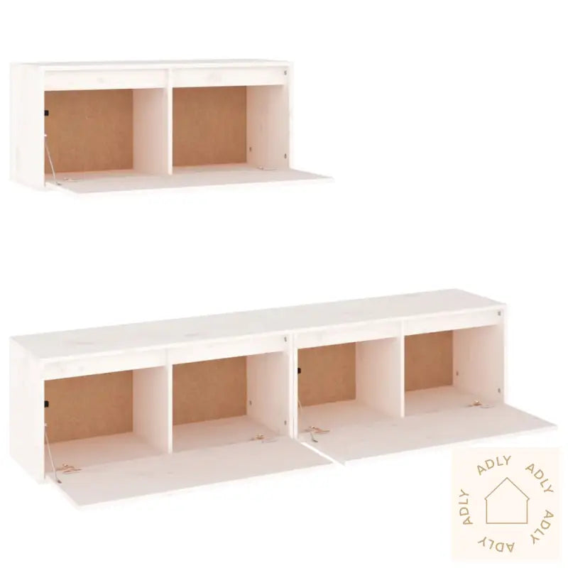 Tv-Benker 3 Stk Hvit Heltre Furu
