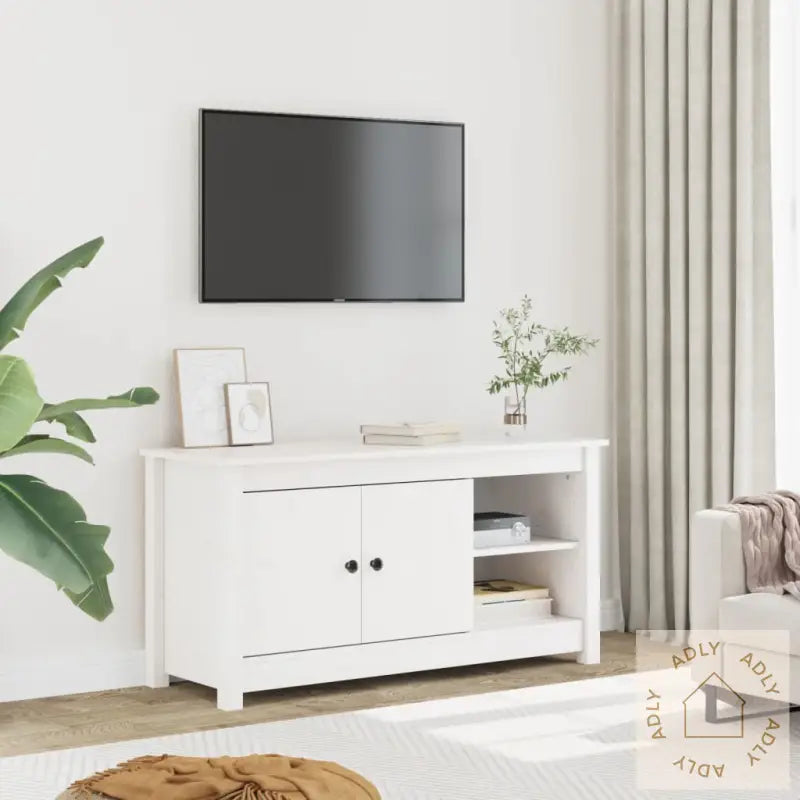 Tv-Benk Hvit 103X36,5X52 Cm Heltre Furu