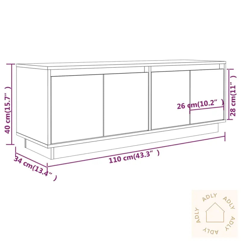 Tv-Benk Hvit 110X34X40 Cm Heltre Furu