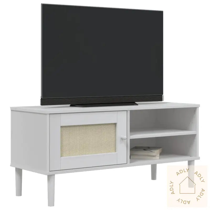 Tv-Benk Senja Rotting-Utseende Hvit 106X40X49Cm Cm Heltre Furu