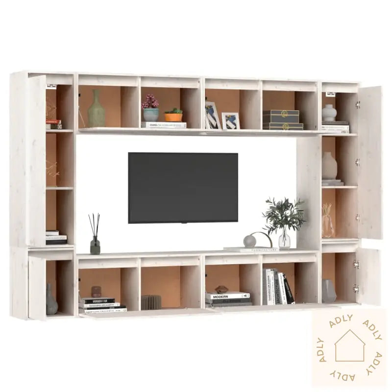 Tv-Benker 8 Stk Hvit Heltre Furu