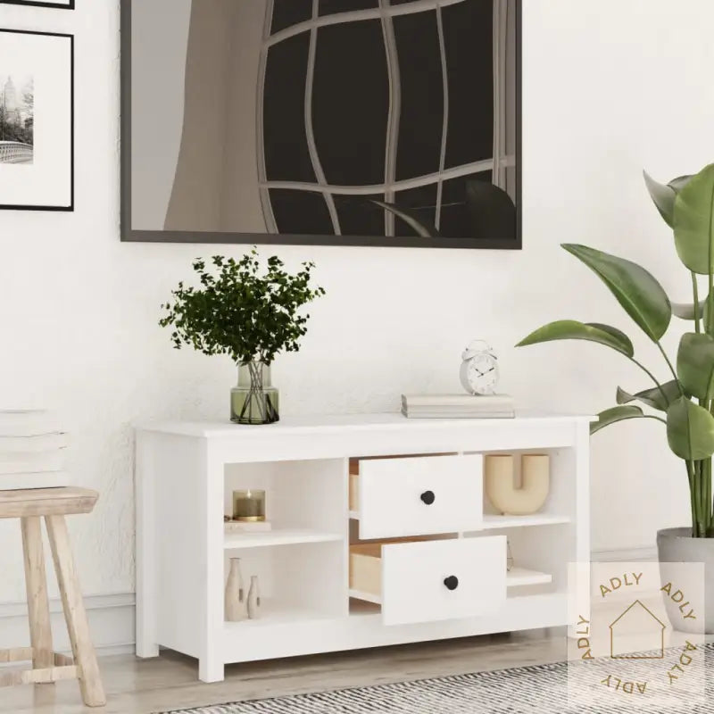 Tv-Benk Hvit 103X36,5X52 Cm Heltre Furu