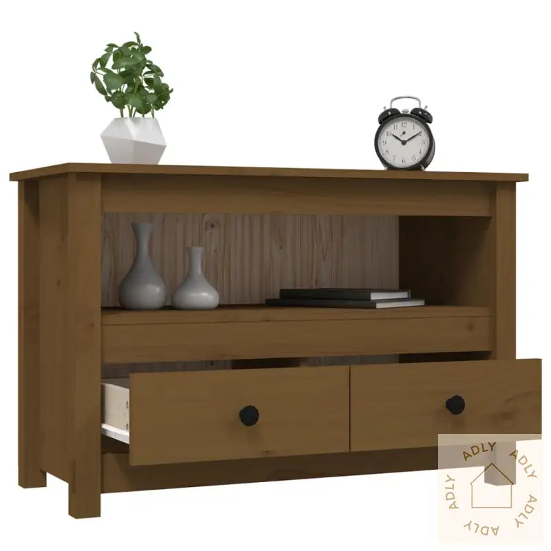 Tv-Benk Honningbrun 79X35X52 Cm Heltre Furu