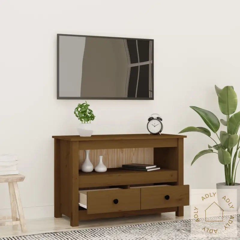 Tv-Benk Honningbrun 79X35X52 Cm Heltre Furu