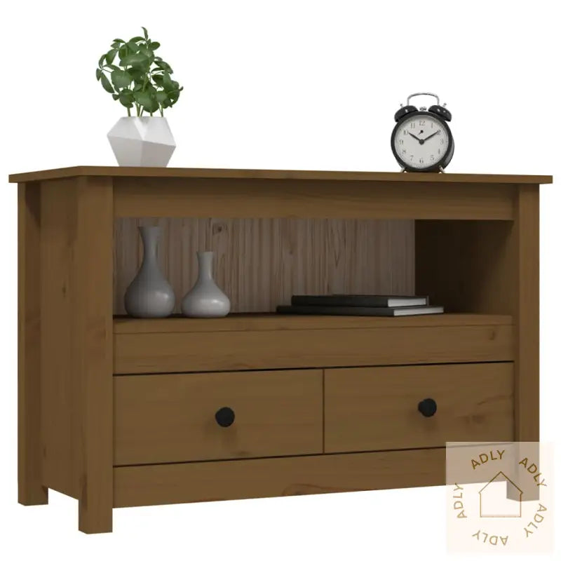 Tv-Benk Honningbrun 79X35X52 Cm Heltre Furu