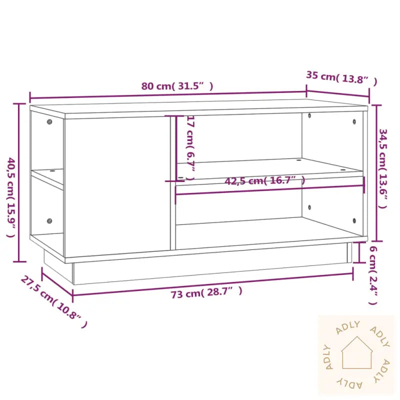 Tv-Benk Honningbrun 80X35X40,5 Cm Heltre Furu