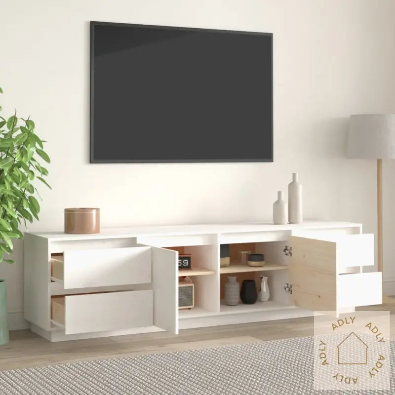 Tv-Benk Hvit 176X37X47,5 Cm Heltre Furu