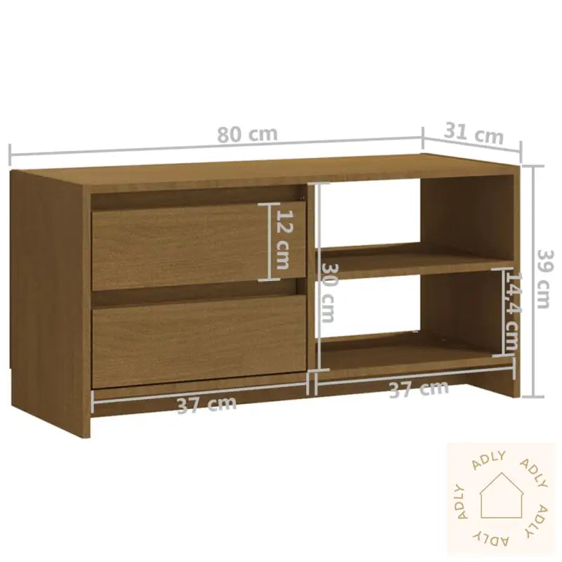 Tv-Benk 80X31X39 Cm Heltre Furu Honningbrun