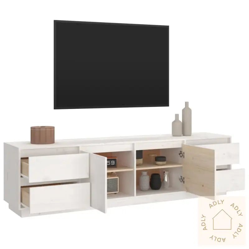 Tv-Benk Hvit 176X37X47,5 Cm Heltre Furu