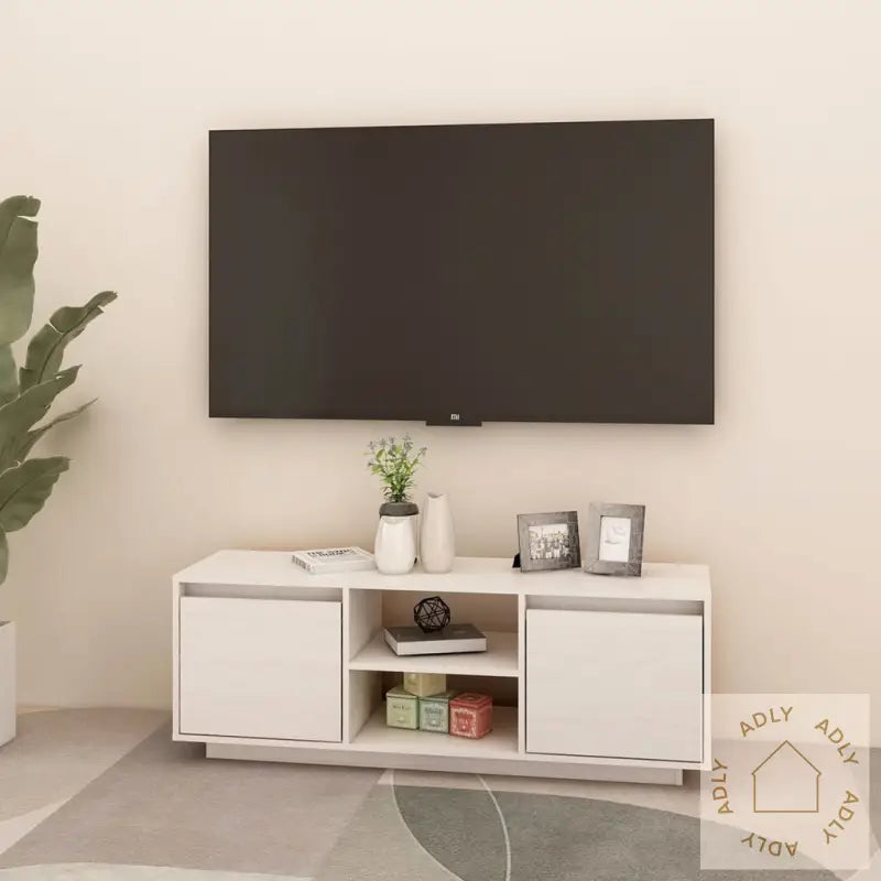 Tv-Benk 110X30X40 Cm Heltre Furu Hvit