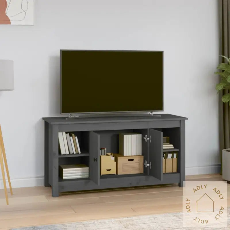 Tv-Benk Grå 103X36,5X52 Cm Heltre Furu