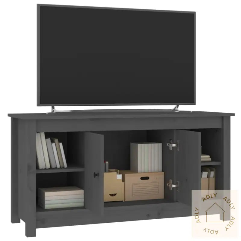 Tv-Benk Grå 103X36,5X52 Cm Heltre Furu