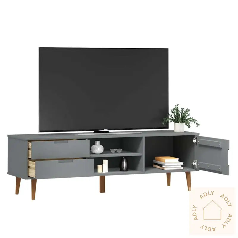 Tv-Benk Molde Grå 158X40X49 Cm Heltre Furu