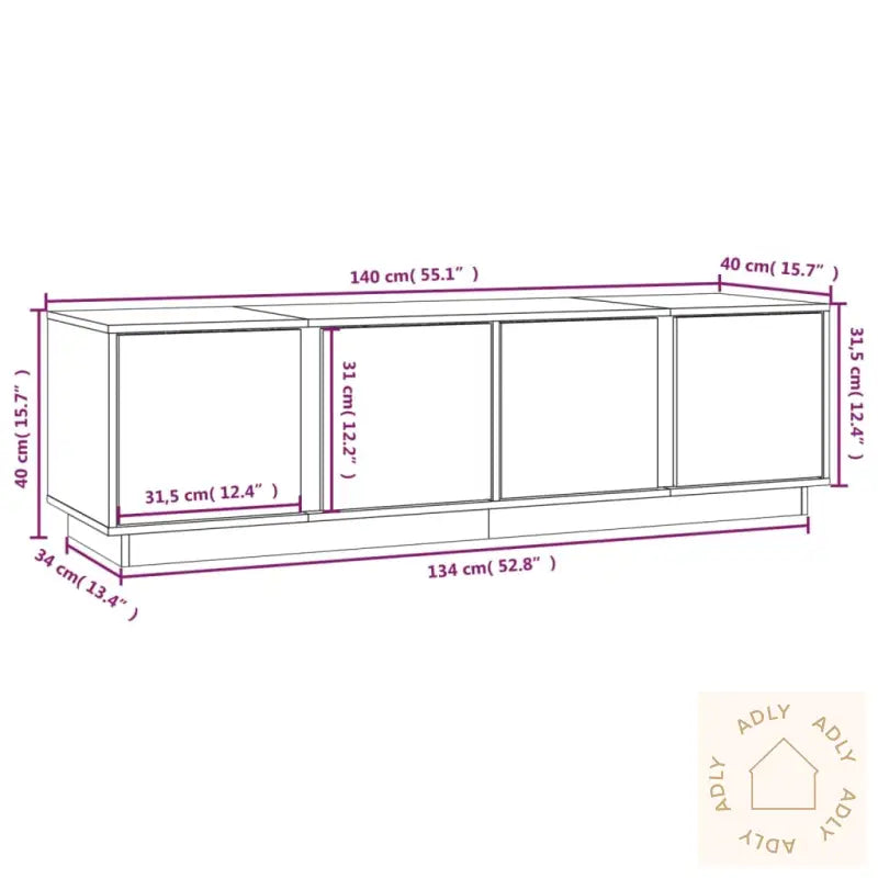 Tv-Benk Hvit 140X40X40 Cm Heltre Furu