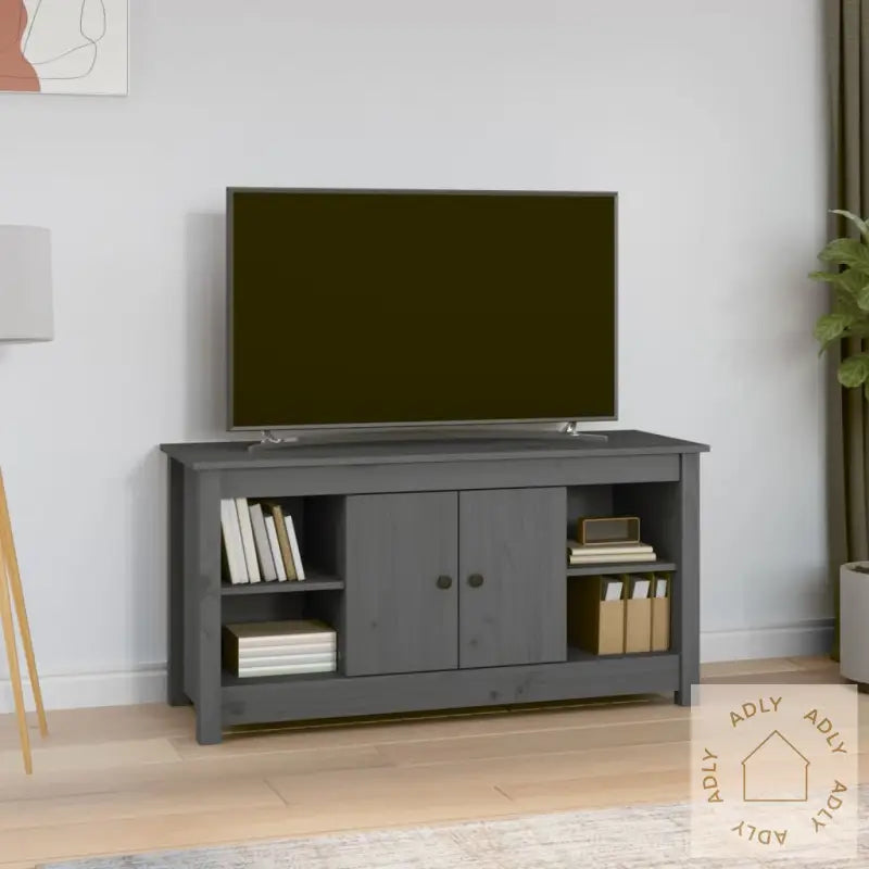Tv-Benk Grå 103X36,5X52 Cm Heltre Furu