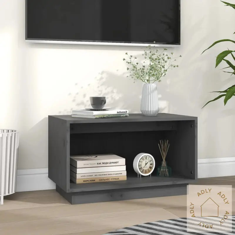 Tv-Benk Grå 60X35X35 Cm Heltre Furu