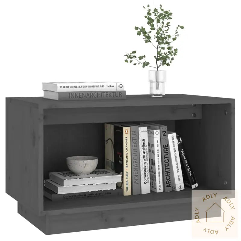 Tv-Benk Grå 60X35X35 Cm Heltre Furu