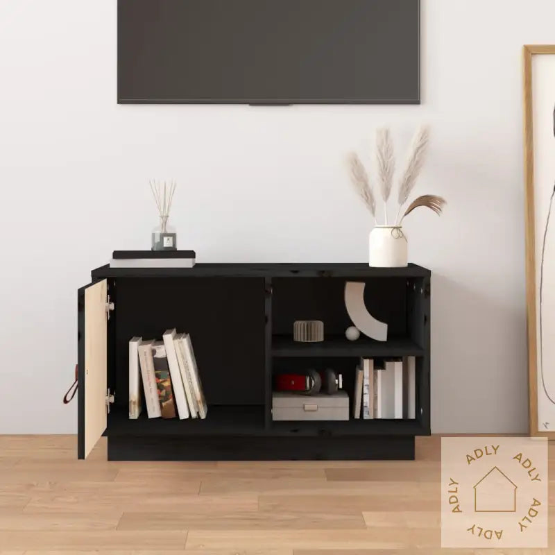 Tv-Benk Svart 70X34X40 Cm Heltre Furu