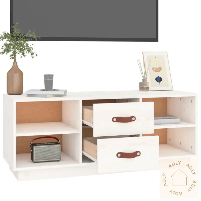 Tv-Benk Hvit 100X34X40 Cm Heltre Furu