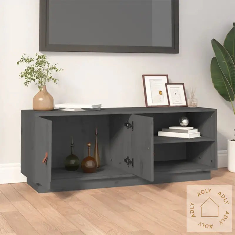Tv-Benk Grå 105X34X40 Cm Heltre Furu