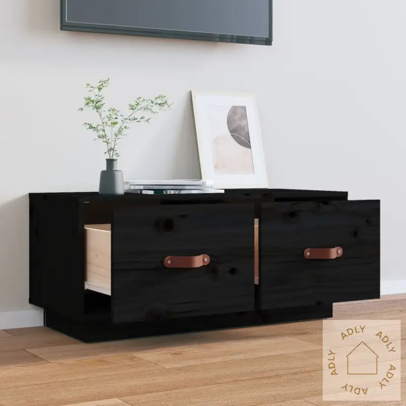 Tv-Benk Svart 80X34X35 Cm Heltre Furu