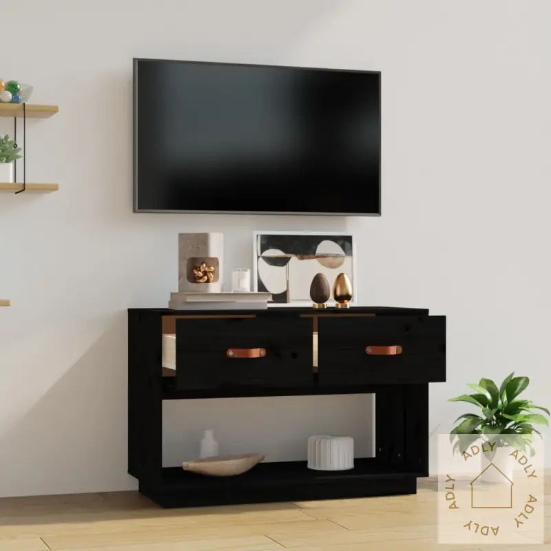 Tv-Benk Svart 90X40X60 Cm Heltre Furu