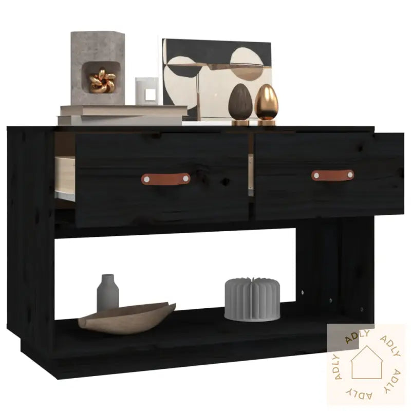 Tv-Benk Svart 90X40X60 Cm Heltre Furu