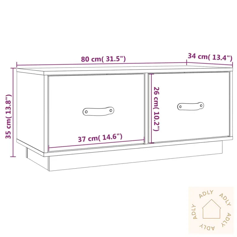 Tv-Benk Grå 80X34X35 Cm Heltre Furu
