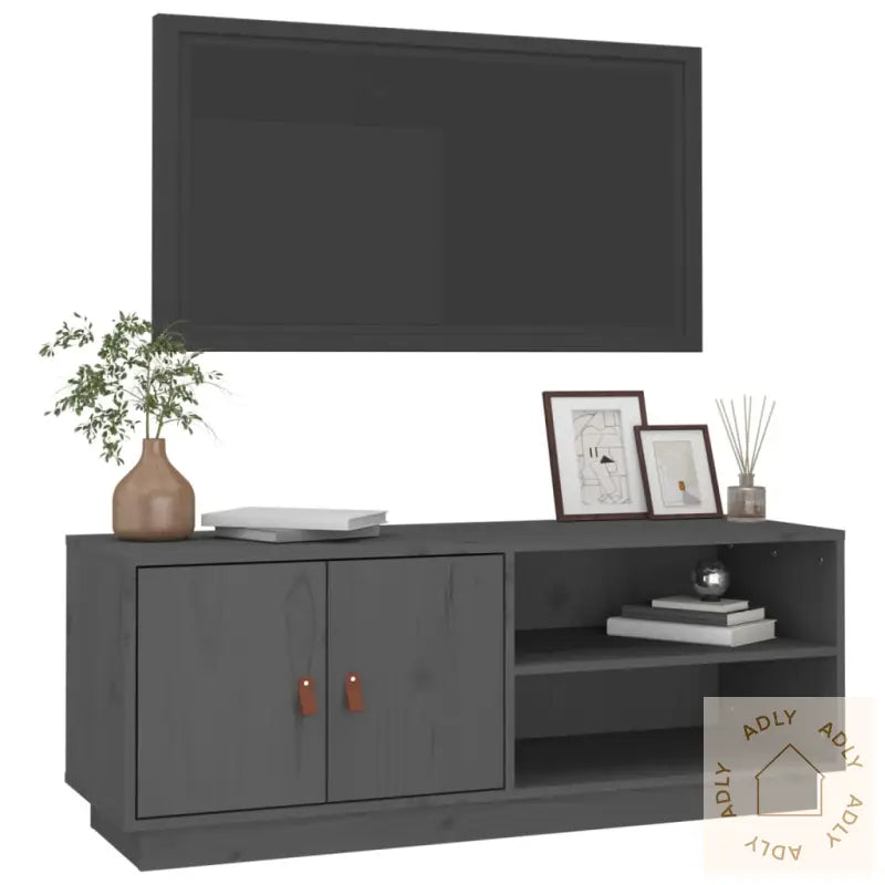 Tv-Benk Grå 105X34X40 Cm Heltre Furu