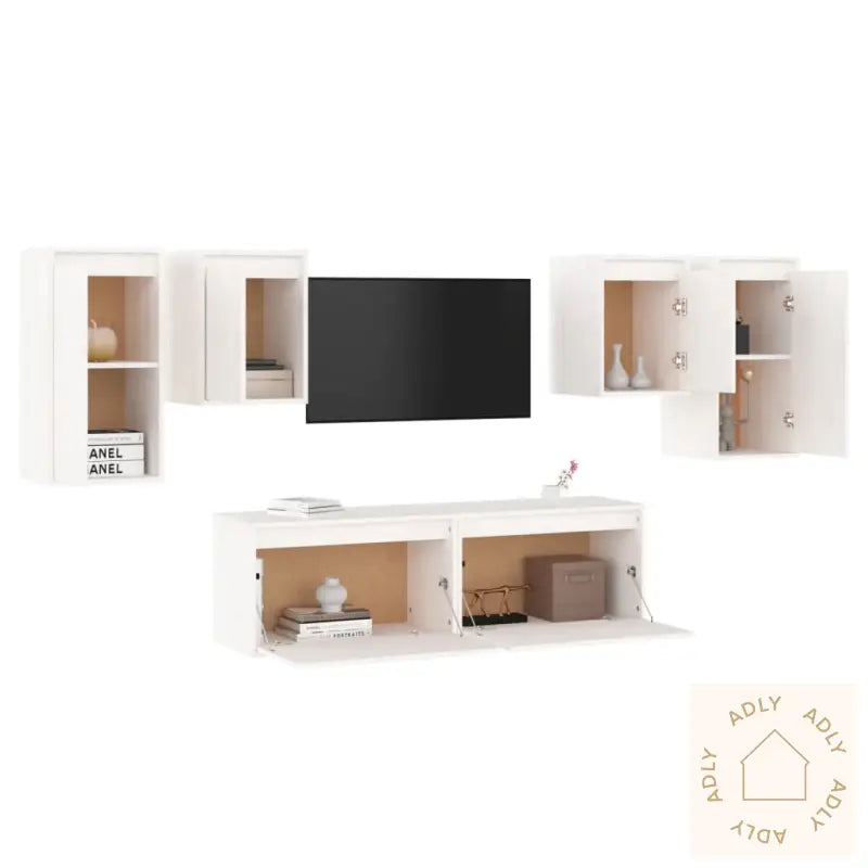 Tv-Benker 6 Stk Hvit Heltre Furu