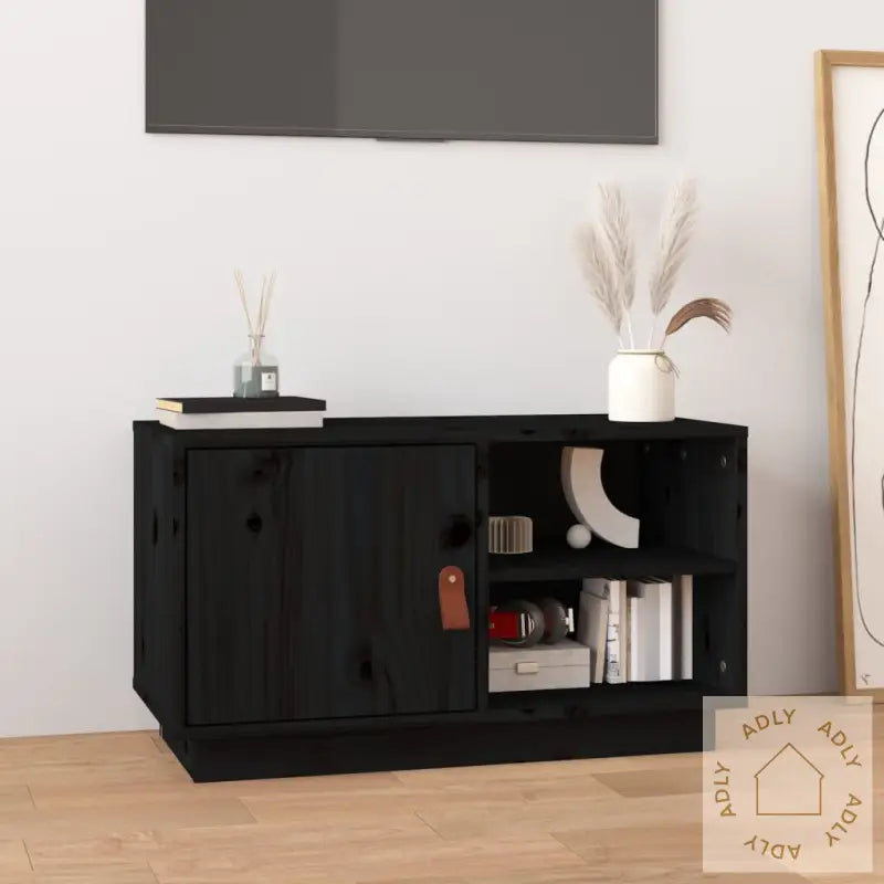 Tv-Benk Svart 70X34X40 Cm Heltre Furu
