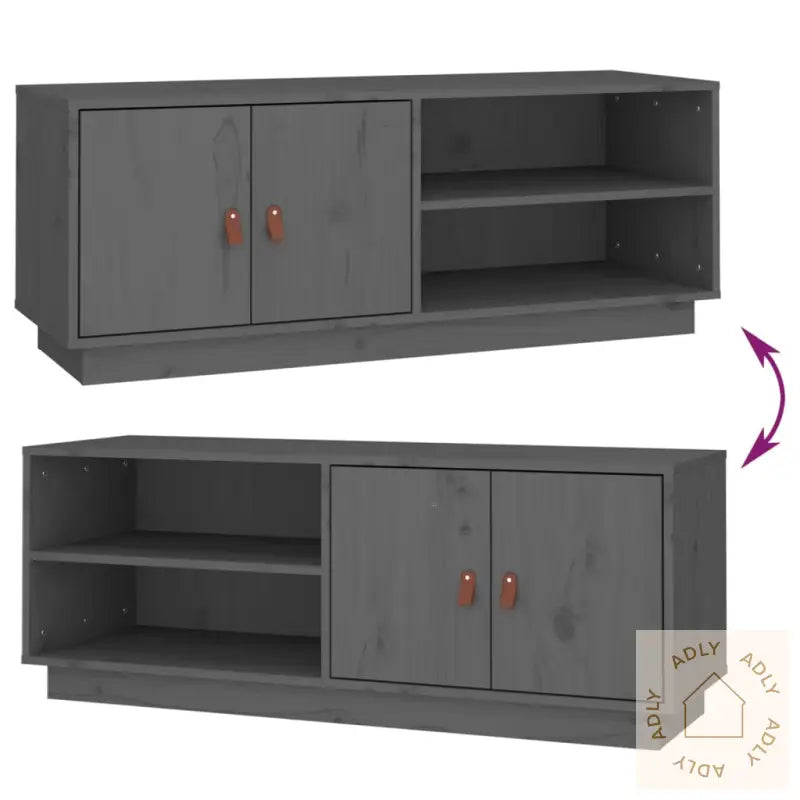 Tv-Benk Grå 105X34X40 Cm Heltre Furu