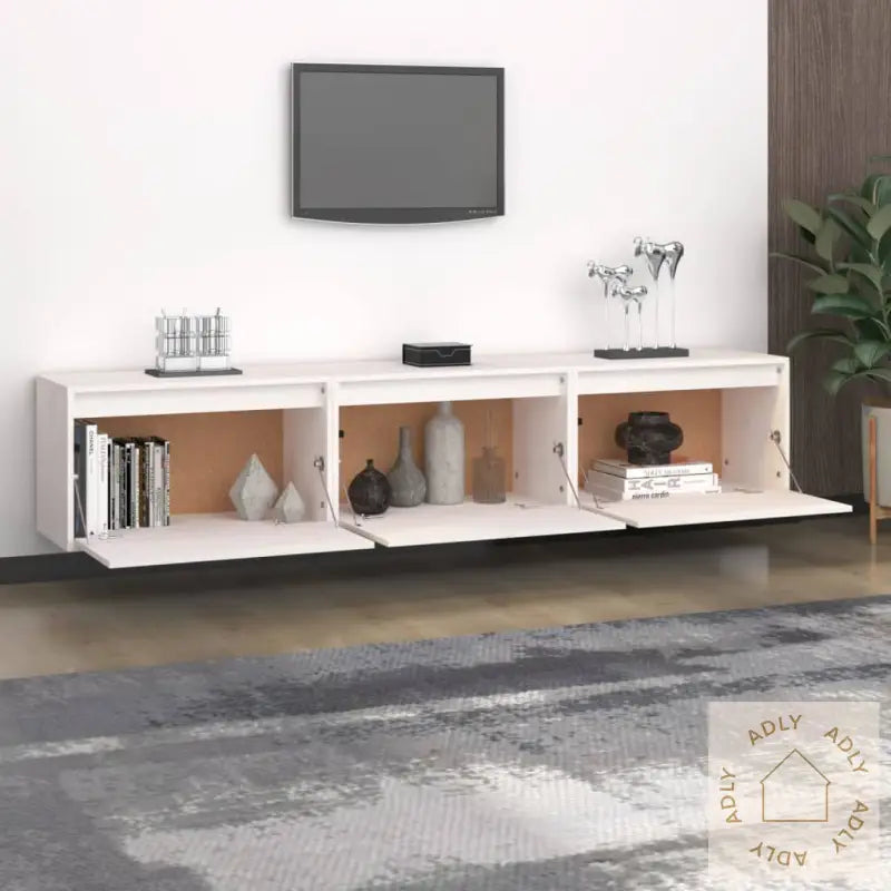 Tv-Benker 3 Stk Hvit Heltre Furu