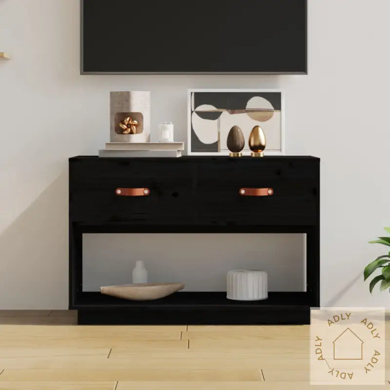 Tv-Benk Svart 90X40X60 Cm Heltre Furu