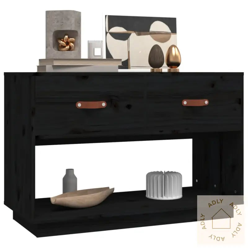 Tv-Benk Svart 90X40X60 Cm Heltre Furu
