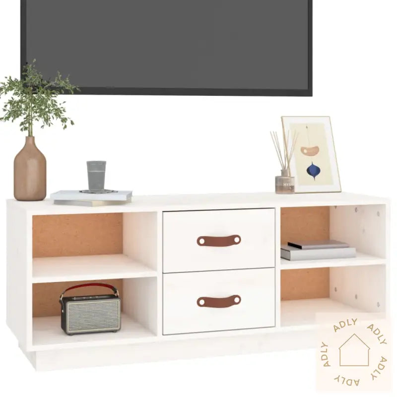 Tv-Benk Hvit 100X34X40 Cm Heltre Furu