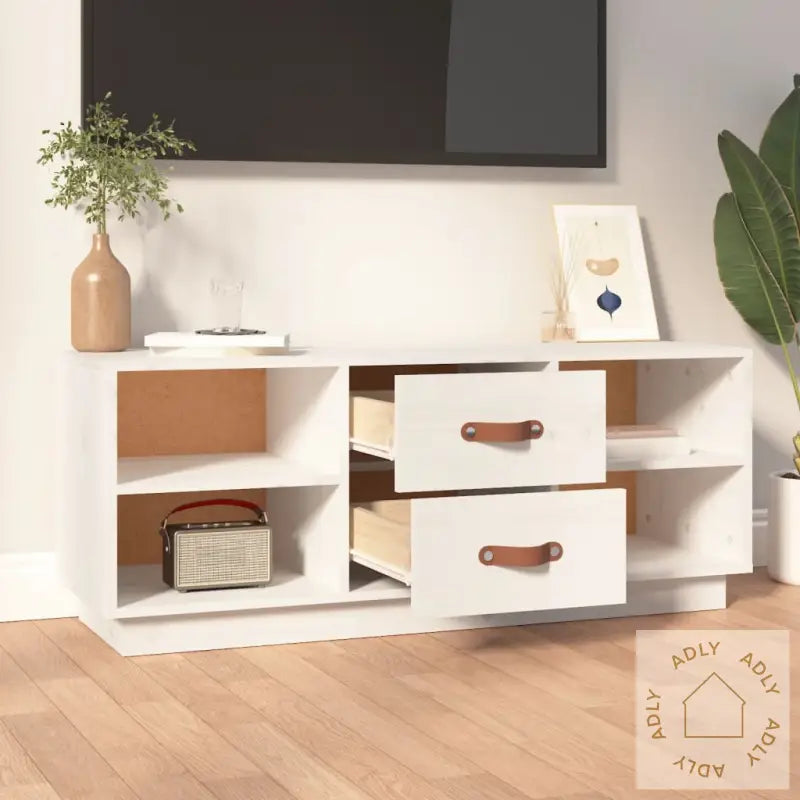 Tv-Benk Hvit 100X34X40 Cm Heltre Furu