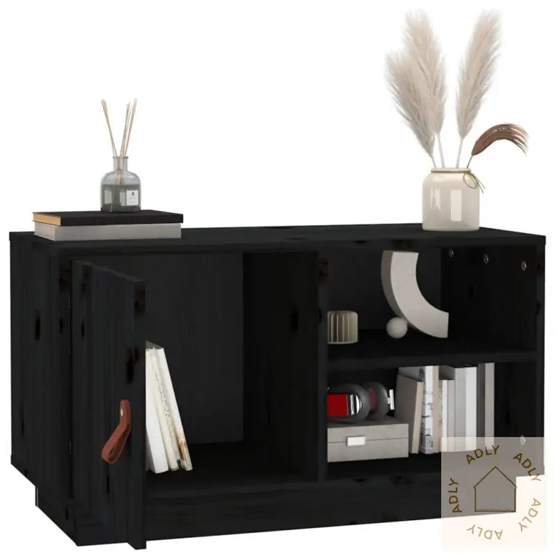 Tv-Benk Svart 70X34X40 Cm Heltre Furu