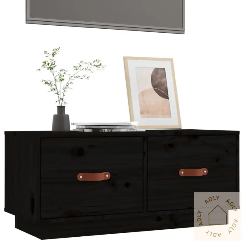 Tv-Benk Svart 80X34X35 Cm Heltre Furu