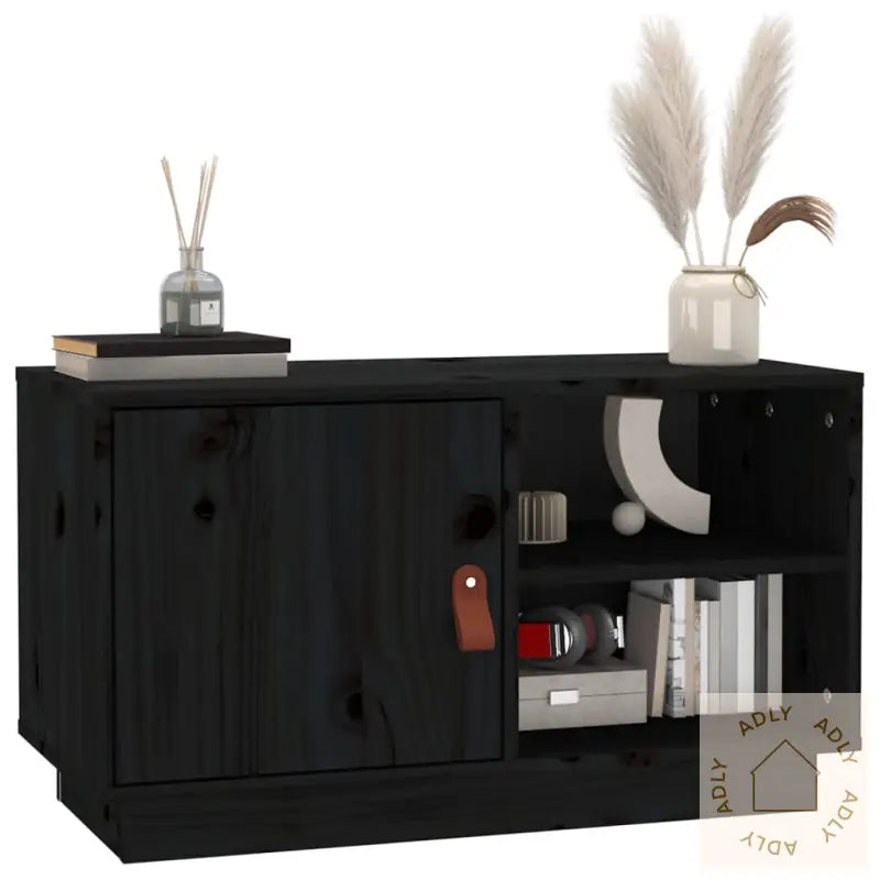 Tv-Benk Svart 70X34X40 Cm Heltre Furu