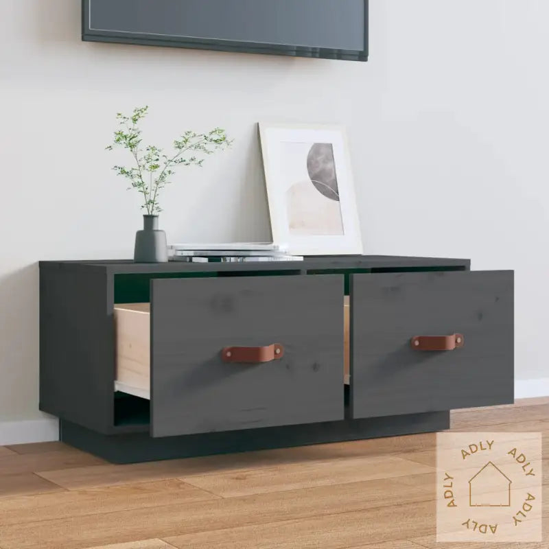 Tv-Benk Grå 80X34X35 Cm Heltre Furu