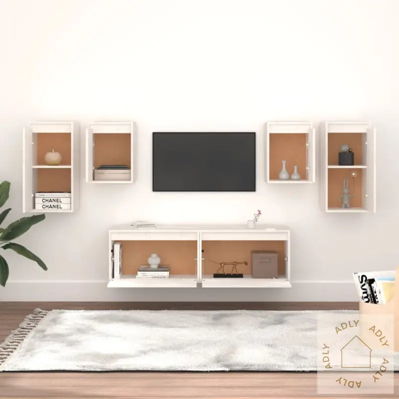 Tv-Benker 6 Stk Hvit Heltre Furu