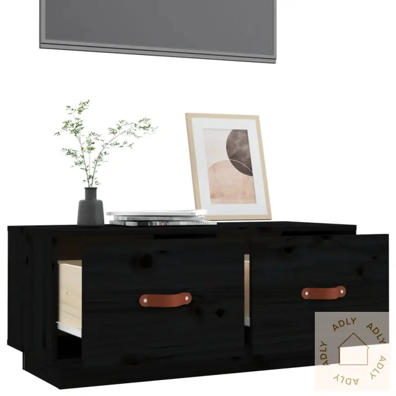 Tv-Benk Svart 80X34X35 Cm Heltre Furu