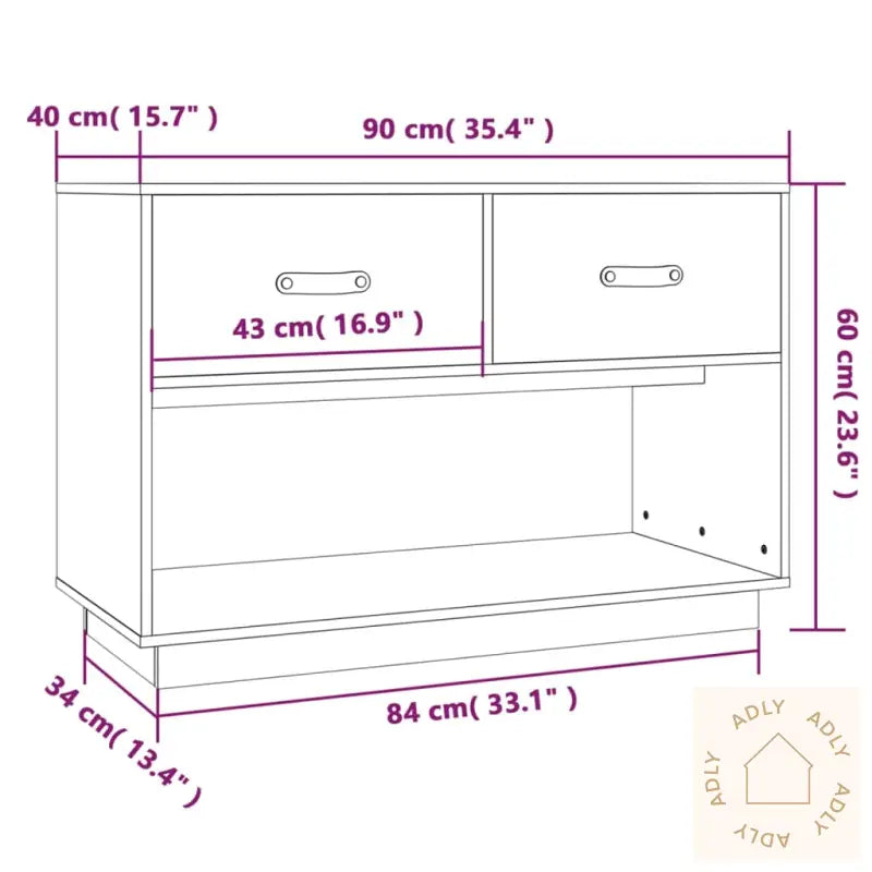 Tv-Benk Svart 90X40X60 Cm Heltre Furu