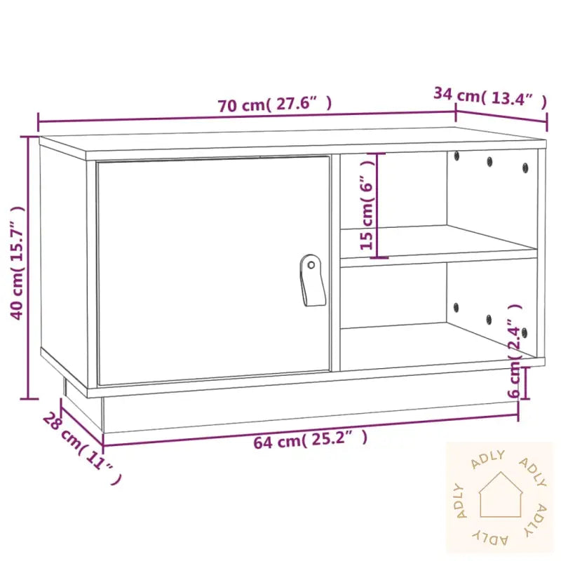 Tv-Benk Hvit 70X34X40 Cm Heltre Furu